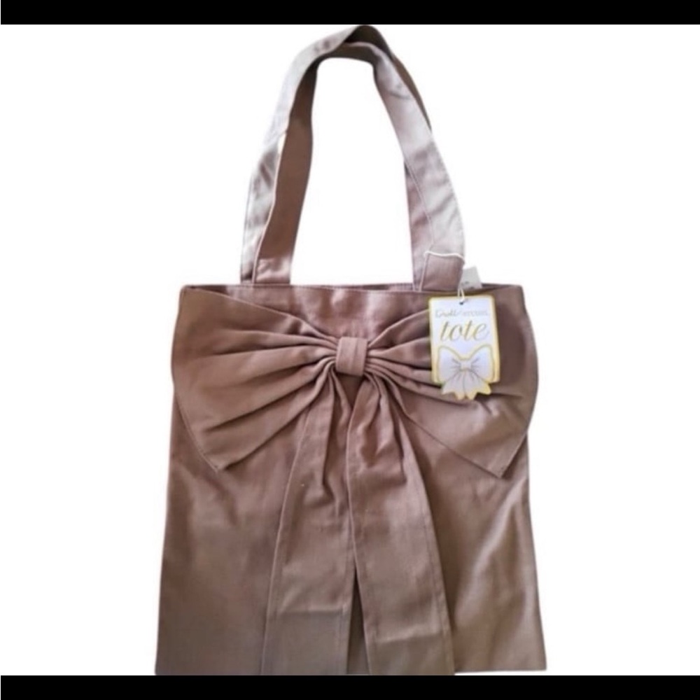 Elegant Bow Tote Bag - Tan